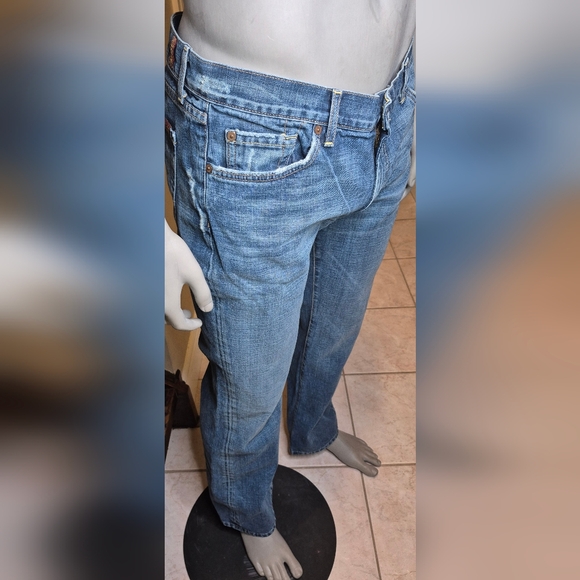 7 For All Mankind Men's Light Blue Bootcut Jeans - Picture 4 of 11